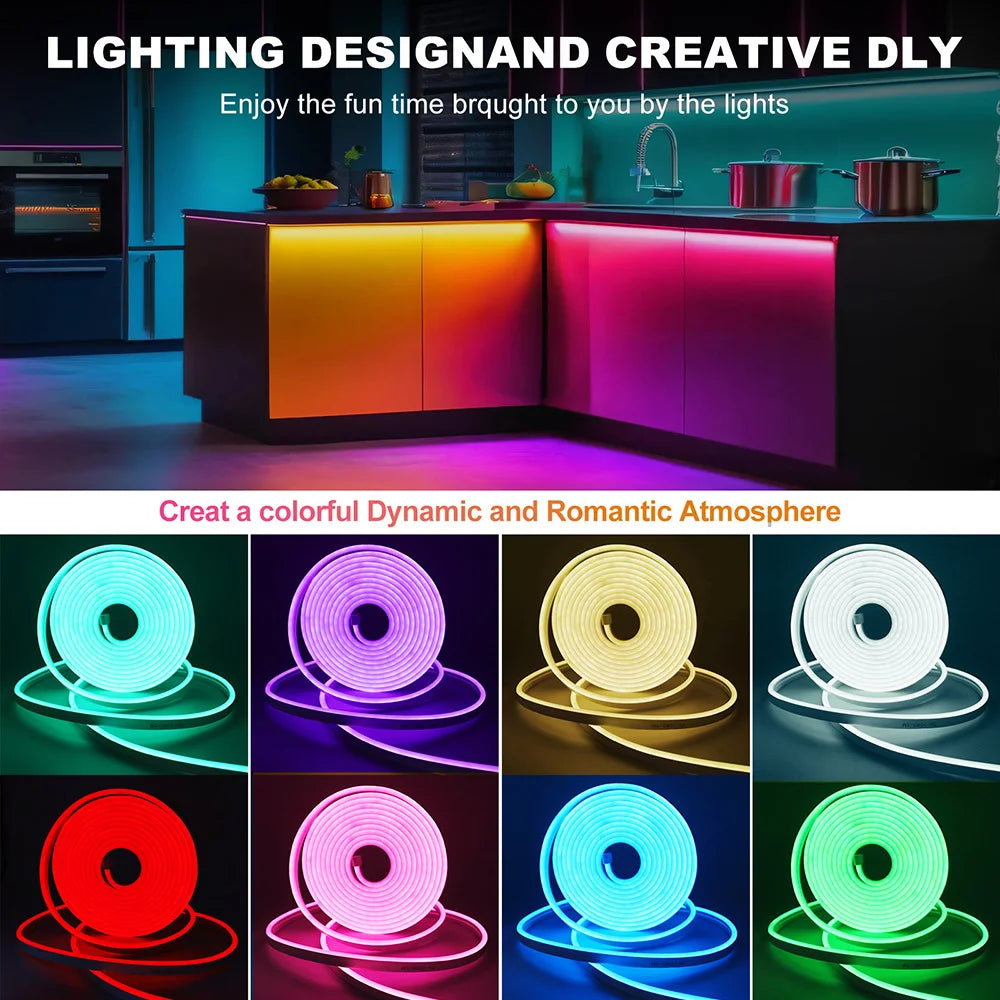 5V USB RGB LED Neon Strip Light 24key Remote Control Adhesive Tape 3535 108LED/m 6x12mm Waterproof Flexible Lamp Home Decoration