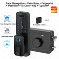 Smart Tuya WiFi APP Bluetooth Door Lock with Palm Vein Face Recognition Doorbell Waterproof Scissor Tongue Rim Locks No Drilling