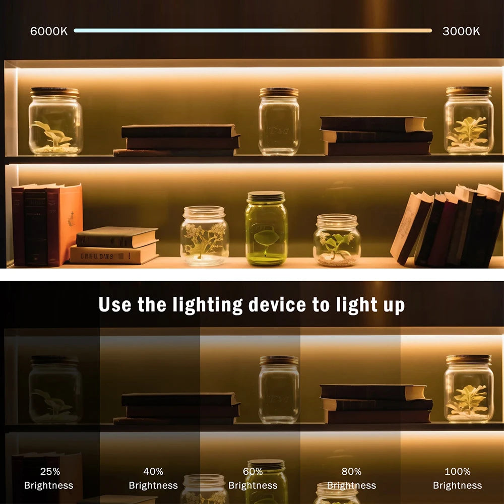 Dimmable 220V COB LED Neon Strip Light 4key Controller EU Plug Flex Tube 3000K 4000K 6000K for Staircase Bar Counter Lighting