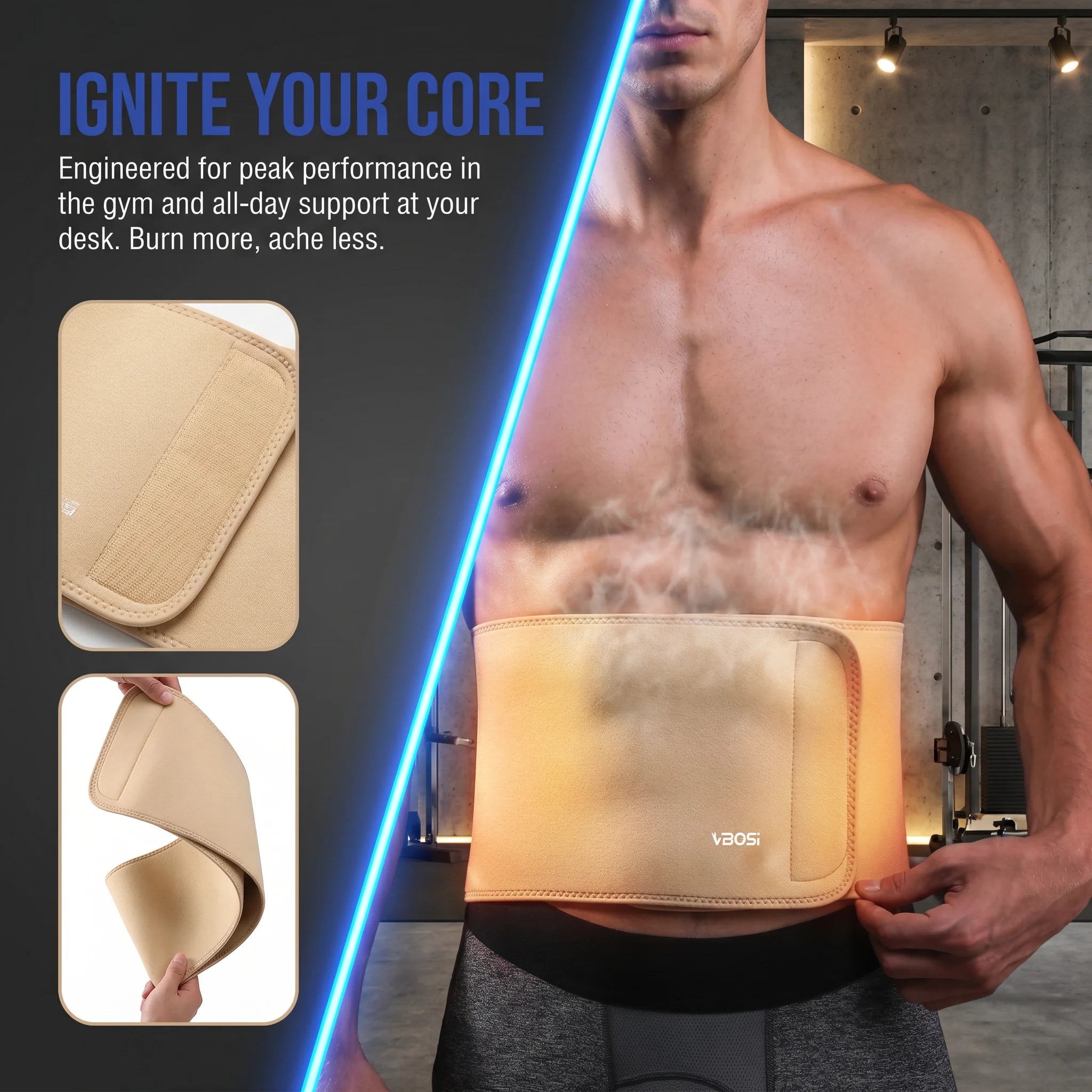 VBOSI Back Support Lumbar Belt Adjustable Waist Brace Men Women Sciatica Relief Lower Back Pain Support for Office Working