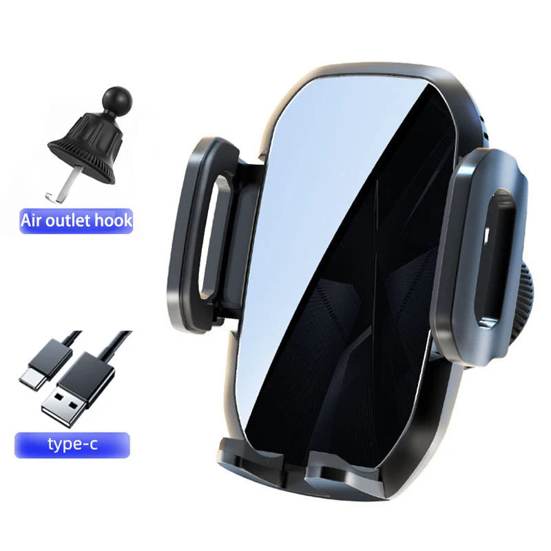 15W Wireless Car Charger Air Vent Mount - Qi Certified Fast Charging Black black Tidesmit