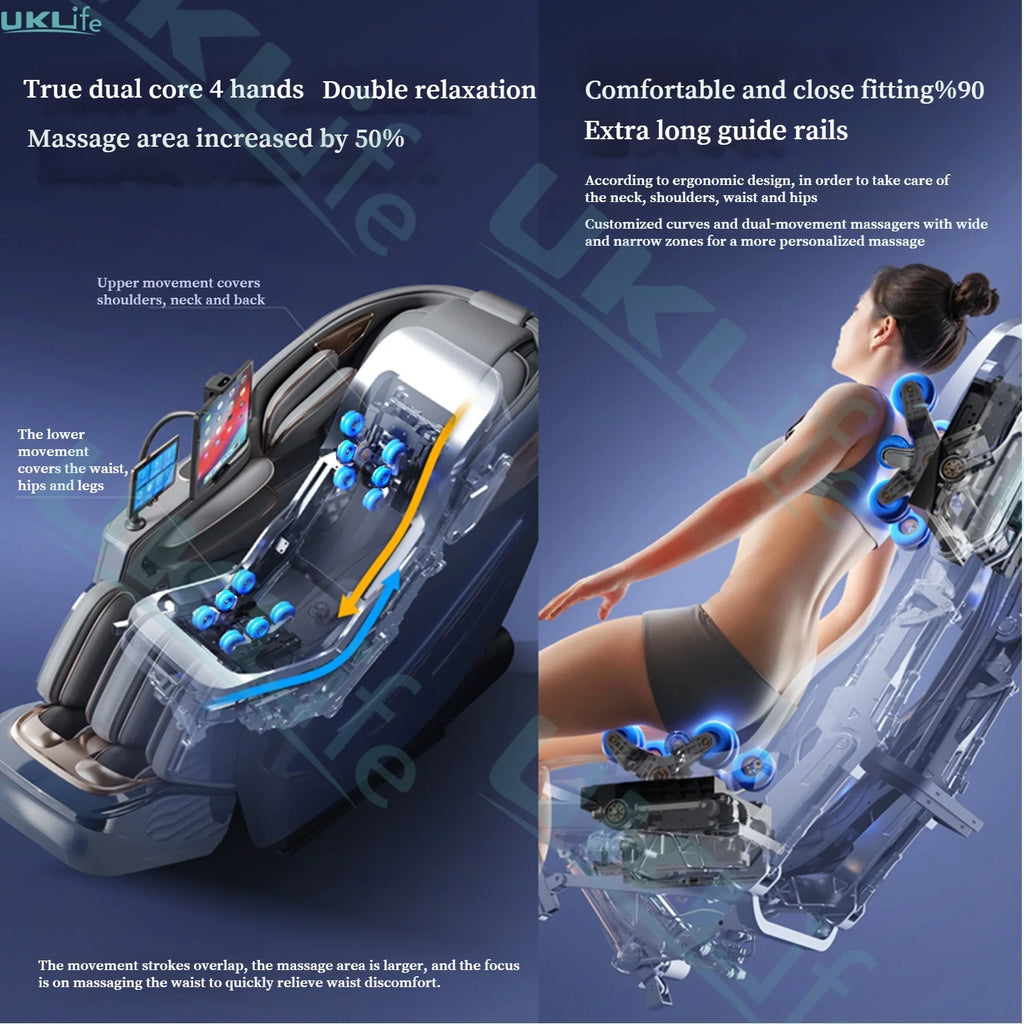 Zero Gravity SL-Track Massage Chair - Full Body Muscle Relief White/Blue Massage Chairs Tidesmit