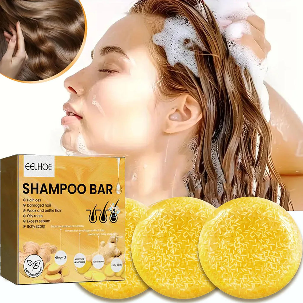 Ginger Hair Shampoo Bar,Natural Organic Ginger Soap for Hair Growth,Anti Hair Loss,Refreshing & Hydrating,Deep Cleansing Scalp