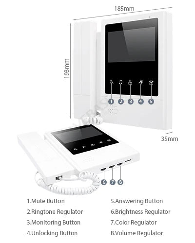 4.3" Hands-free Video Door Phone Intercom System for 3 Families RFID Outdoor Unit 3 Monitors Wired Doorbell Home Access Control