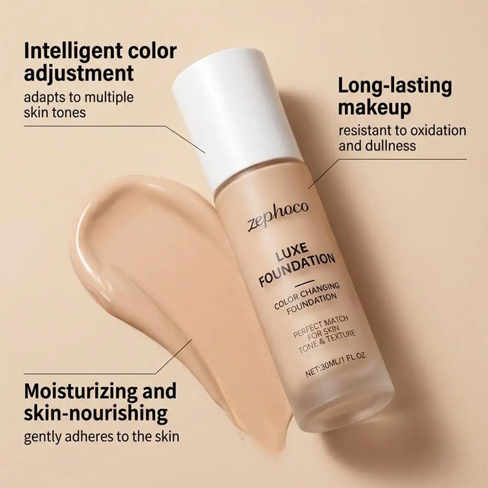Tidesmit Zephoco Luxe thermal color changing foundation texture close-up for long lasting liquid face makeup base