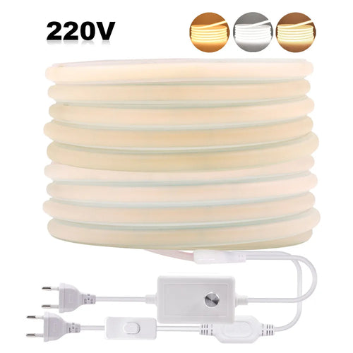 220V LED neon strip light kit with dimmer control box and flexible silicone strip