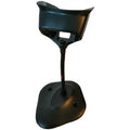 Barcode scanner stand base with upright cradle and coiled cable connector