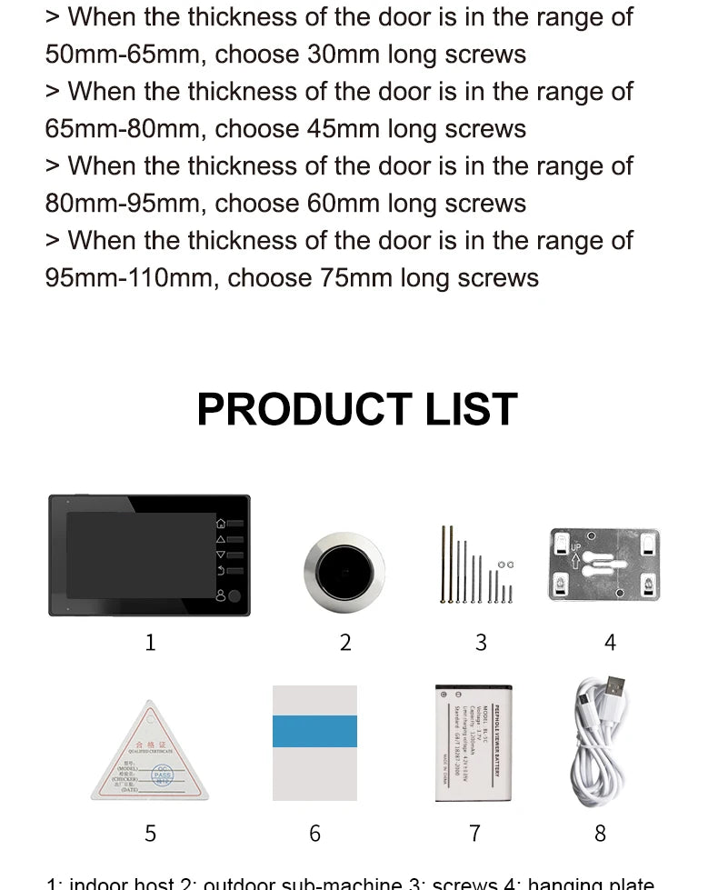 Danmini 4.3'' Electric Peephole 1MP 120° Wide-angle Security Camera Photograph Digital Cat Eye Doorbell Night Vision Door Viewer