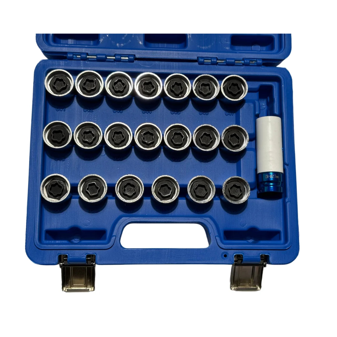 21pcs Master Wheel Lock Nut Stud Sockets Key Set Removal Locking Socket for BMW Tools