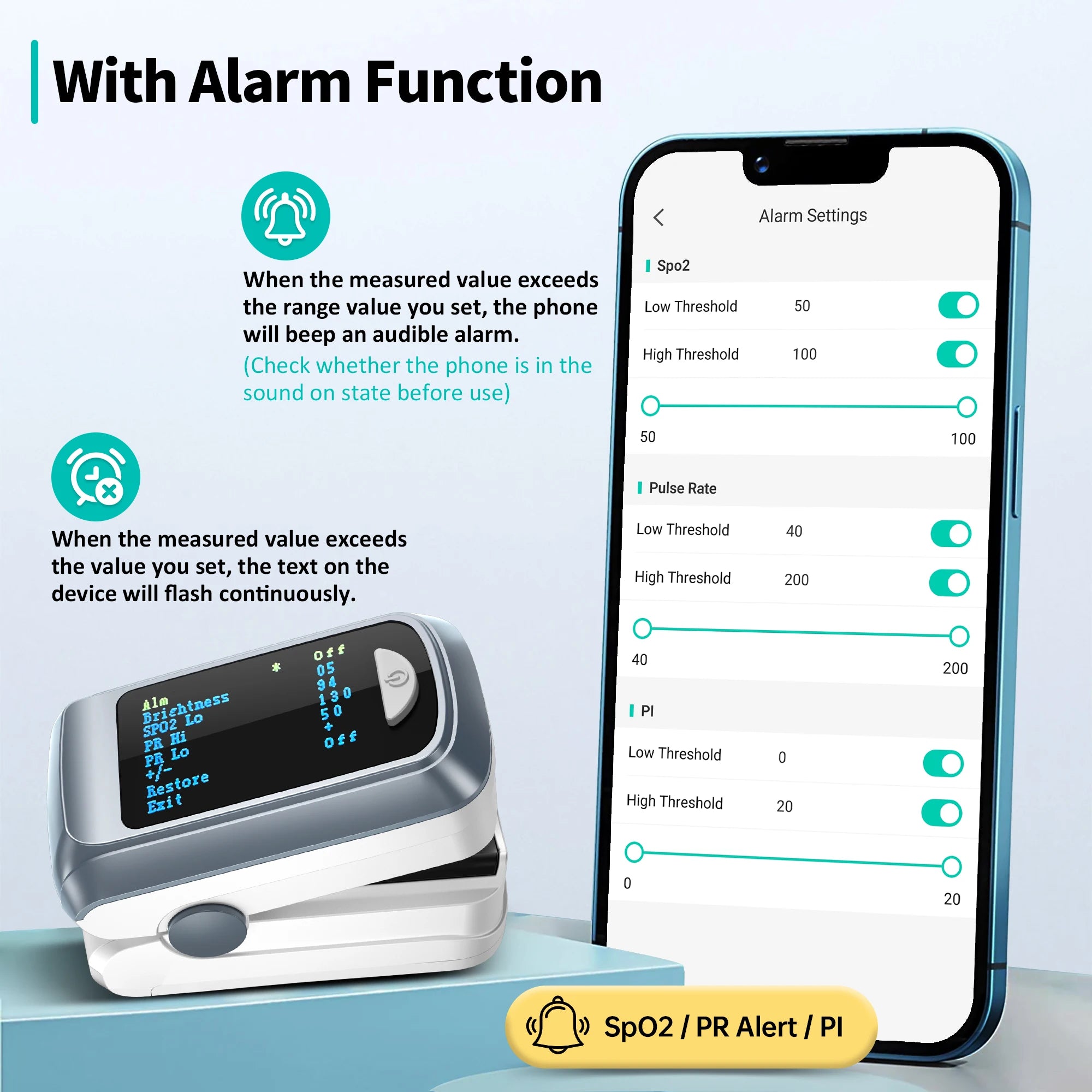 HealthTree Finger Pulse Oximeter Blood Oxygen Saturation Meter Heart Rate Monitor OLED Oximetro De Dedo SPO2 PR PI RR Bluetooth