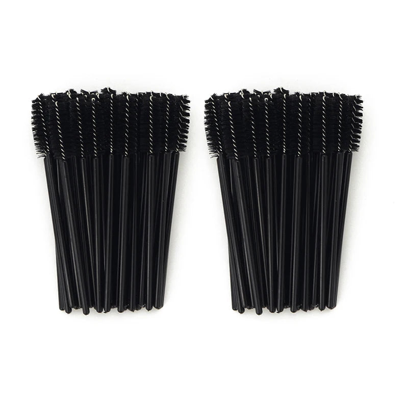 Disposable Eyelash Brushes for Extensions - Premium Soft Crystal Wands False Eyelashes 100pcs Black Tidesmit