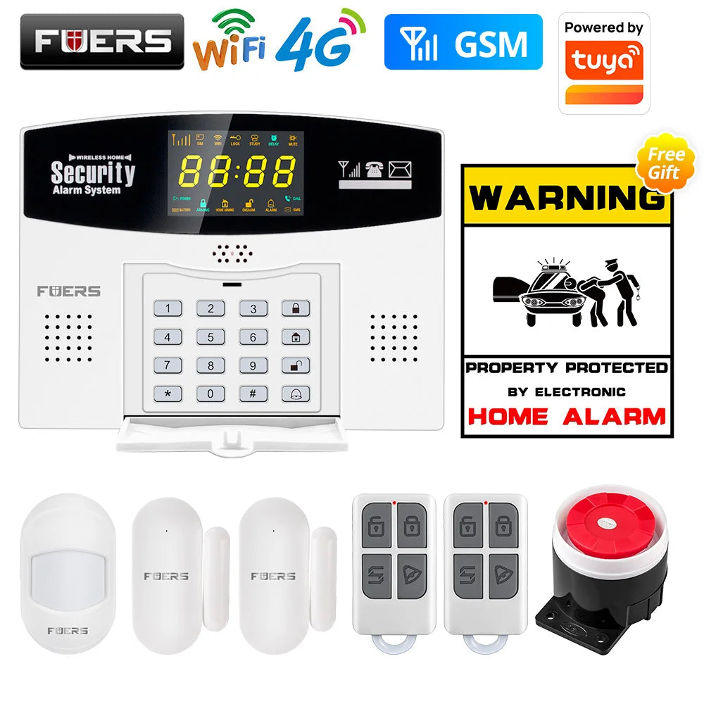 Fuers WIFI 4G 2G GSM Alarm System work with Tuya SmartBurglar Alarm Wireless Wired Security Zone Link Alexa Google Motion Sensor