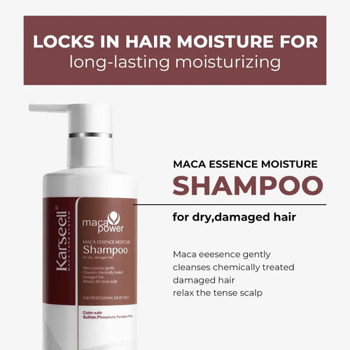 Karseell 500ml Argan Oil Moisturizing Shampoo for dry hair, side angle view of liquid alternative to shampoo bars.