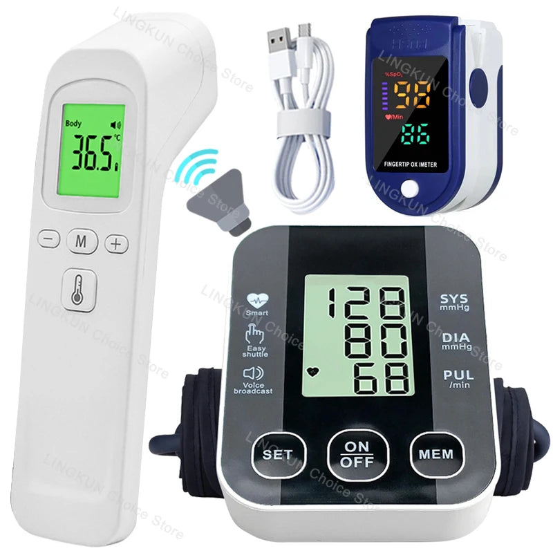 English Voice Digital LCD Tensiometers Blood Pressure Monitor Heart rate Meter Large Cuff Sphygmomanometer Portable Tonometer