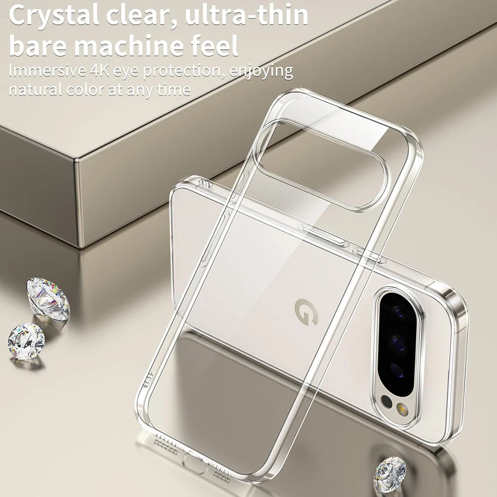 Google Pixel 9 Pro XL Shockproof Slim Silicone Case - Transparent Tidesmit