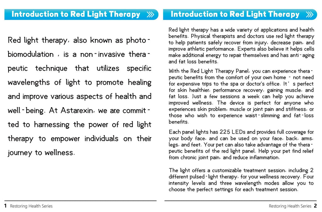 Astarexin Red Light Therapy Panel Device LED Facial Anti-inflammatory Skin Care Light 660nm850nm Lamp for Anti-Aging Pain Relief
