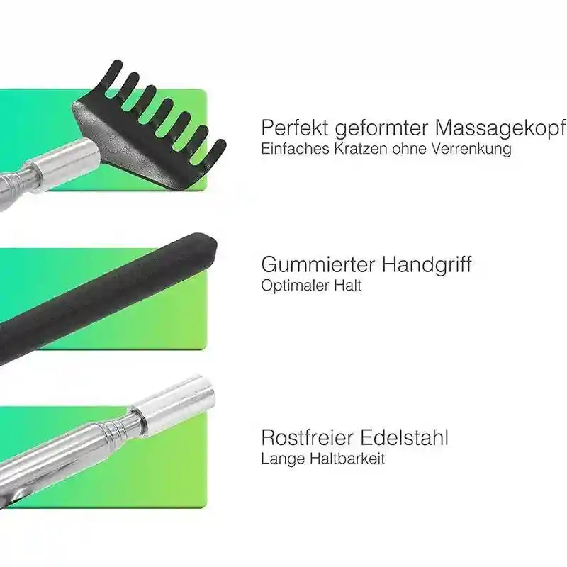 Telescopic Back Scratcher - Durable Stainless Steel Massager - White Back Massage Instrument Tidesmit