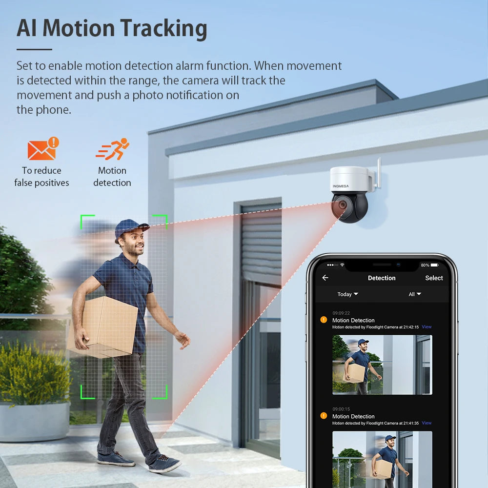 INQMEGA 5MP Tuya Outdoor PTZ Camera Ai Human Detect 1080P Security CCTV Camera Add Google Home And Alexa Wifi IP Camera