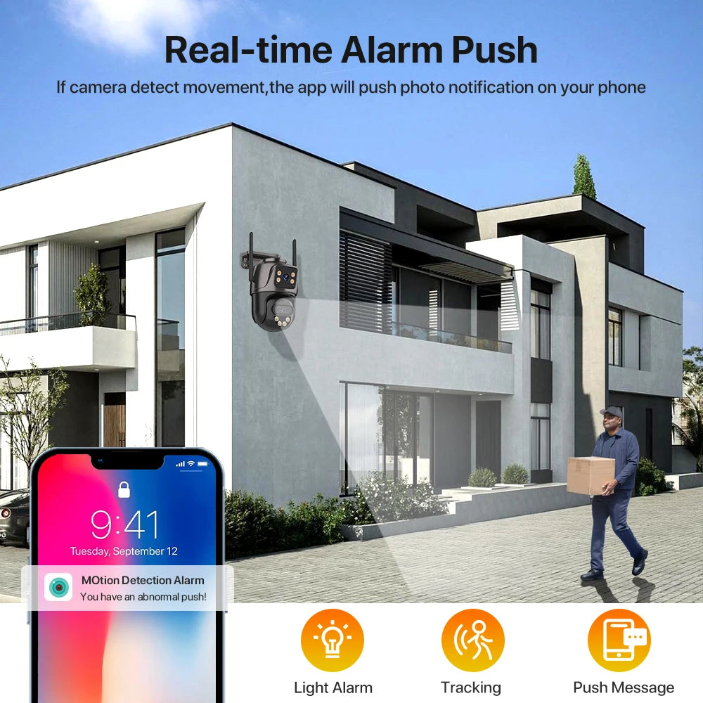 WONSDAR Outdoor 4G SIM Card IP Camera Dual Screen Outdoor  PTZ Camera Auto Tracking Security Video Surveillance ICSEE