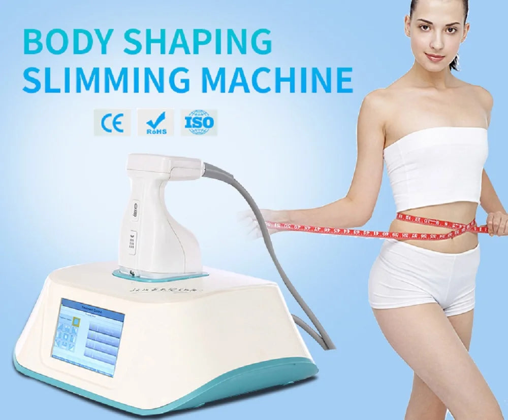 Portable 576-point Liposonic slimming machine for body shaping and fat reduction with touchscreen and handheld probe.