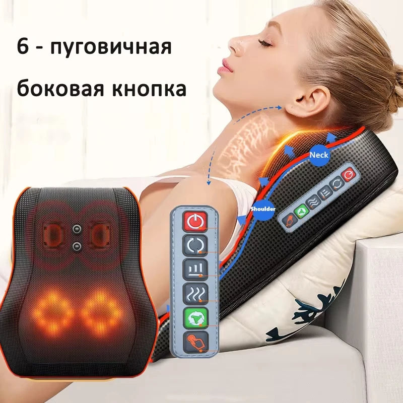 Electric Massage Pillow for Neck & Back with Heat Therapy | Tidesmit Massage Cushion Side button Tidesmit