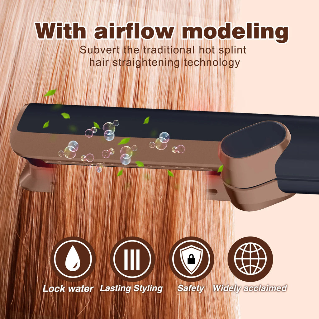 Bronze 2in1 ionic hair straightener and dryer with advanced airflow technology for professional wet and dry styling.
