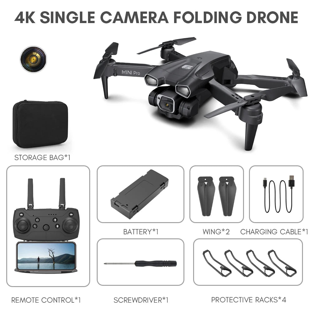 4K Camera Drone with Optical Flow Positioning - Foldable RC Aircraft SINGLE CAMERA Tidesmit