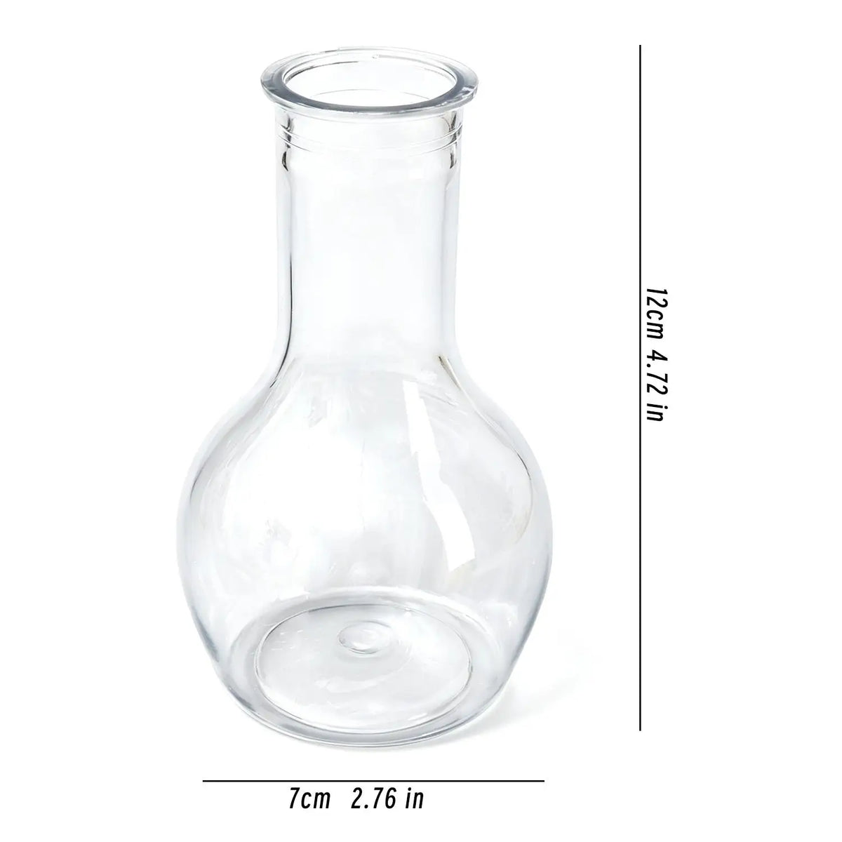 Clear glass hydroponic bulb pot, size 12cm x 7cm (4.72in x 2.76in)