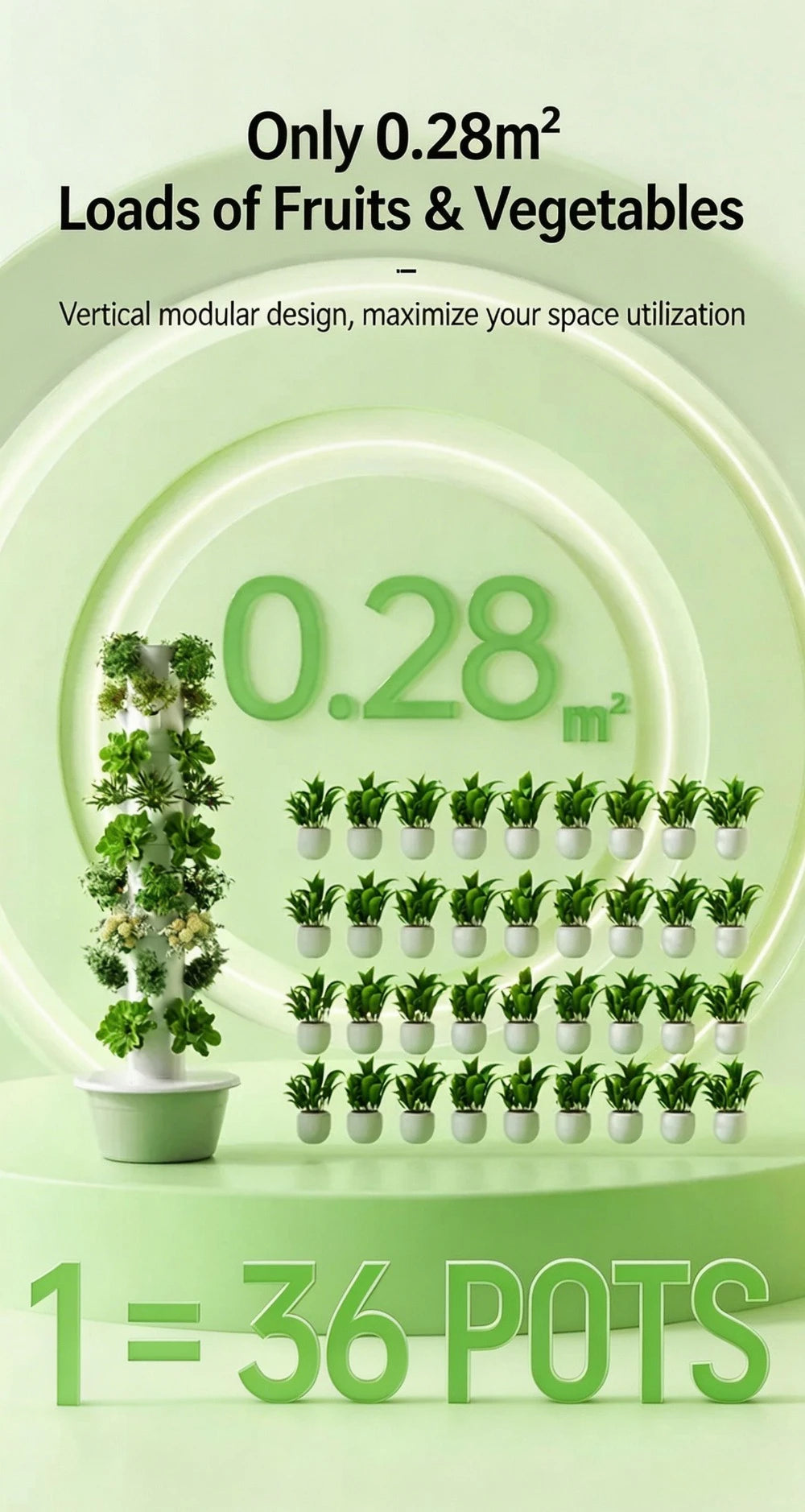 Hydroponic Growing System - Vertical Aeroponic Tower Garden for Indoor Plants, Automatic Watering, Space Saving, Ideal for Home