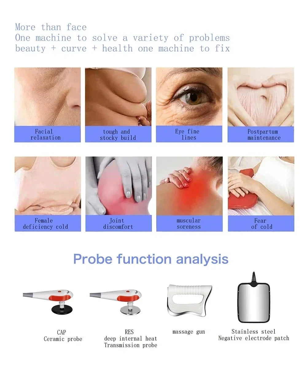Tecar Therapy RET CET Diathermy Machine for Deep Tissue Muscle Relief Body Shaping Massage Equipment Tidesmit