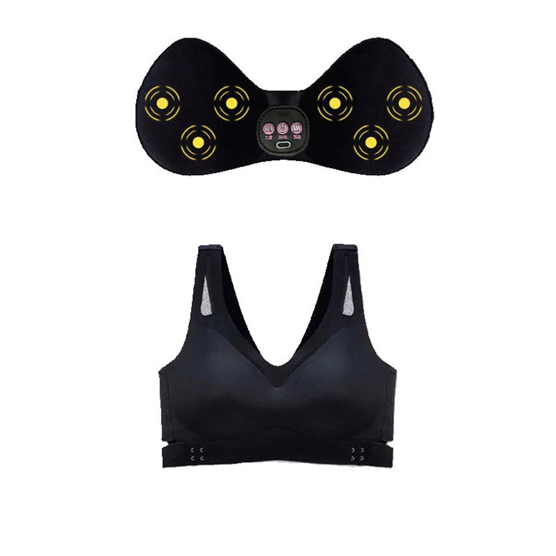 Electric Breast Massager Bra with 6 Vibration Heads - Black Relaxation Treatment Black506 China Mainland Tidesmit