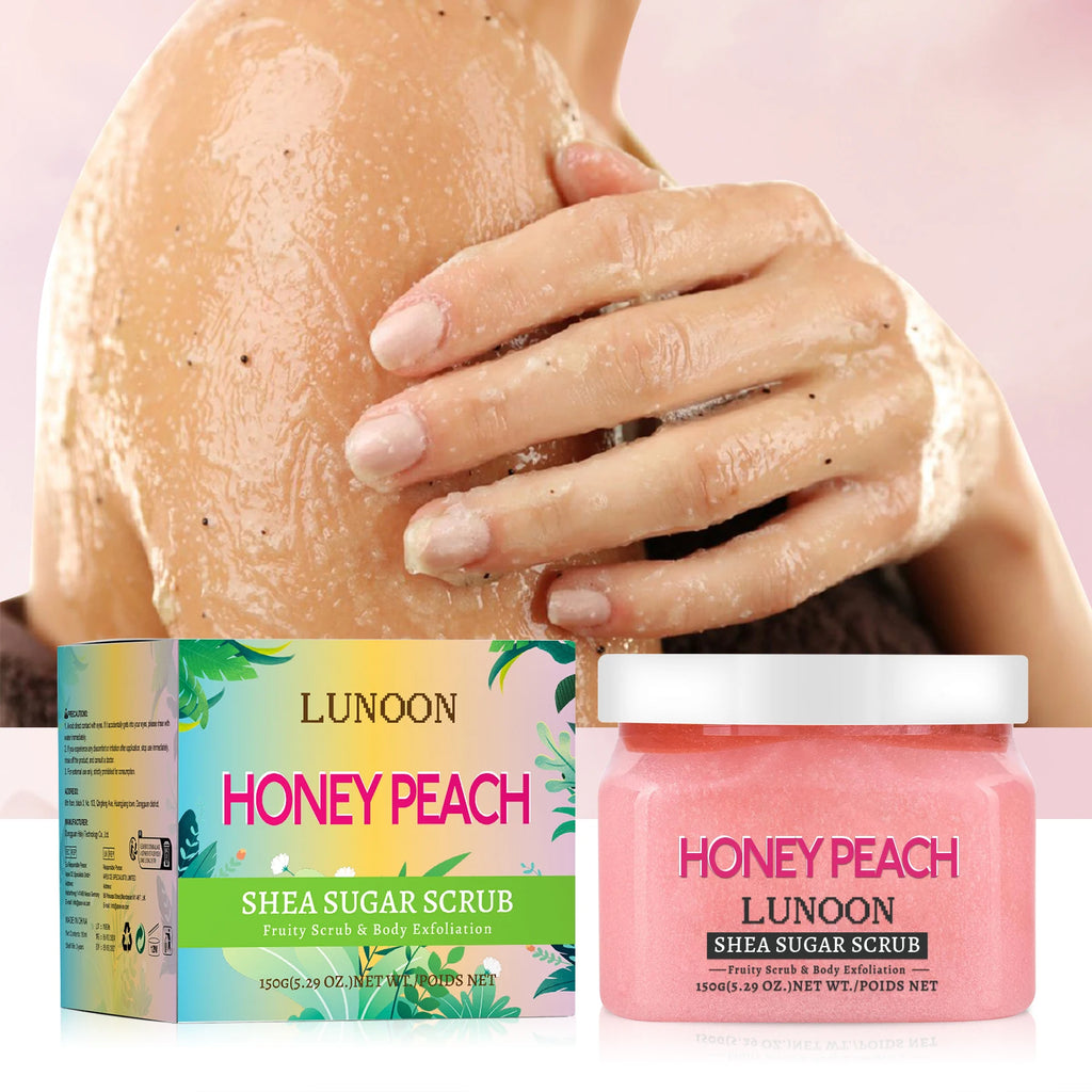 Peach Shea Butter Body Scrub Exfoliator - 150g Natural Skin Treatment Scrubs Treatments Tidesmit