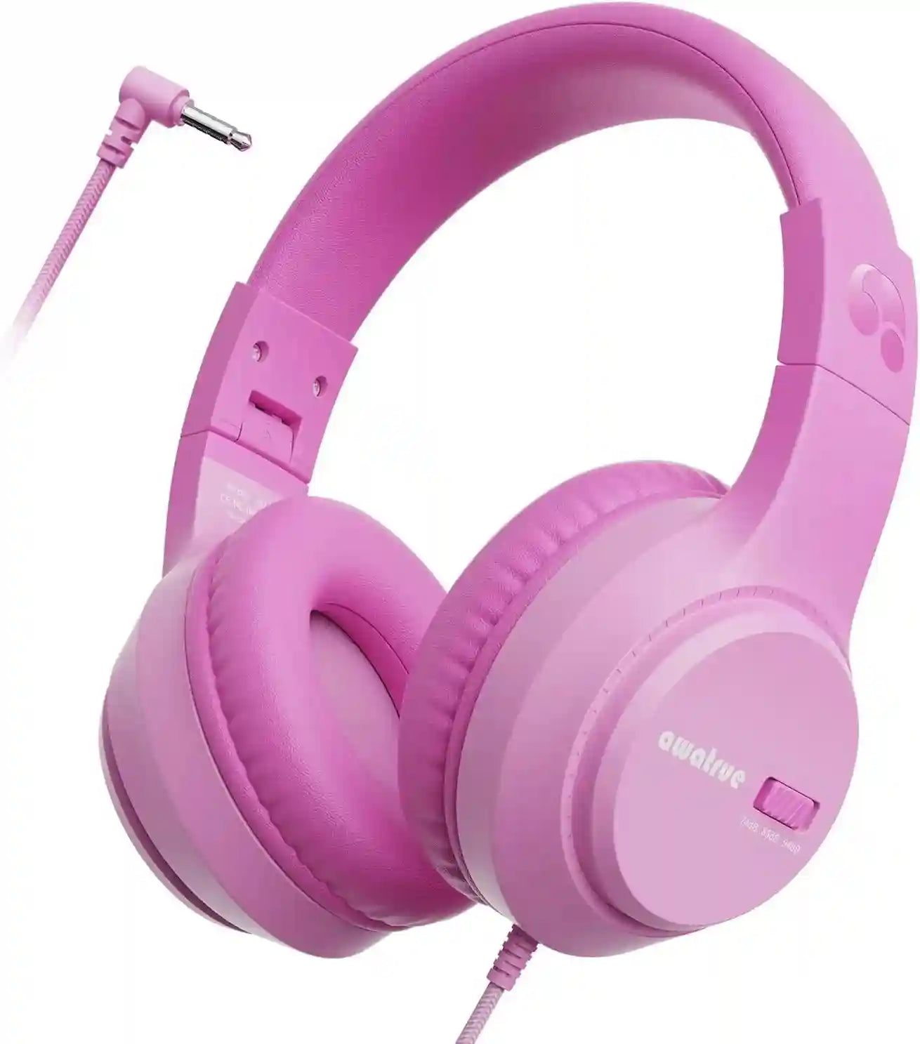 Kids Wired Headphones with Microphone - Comfortable Over-Ear Study Headset Pink Tidesmit