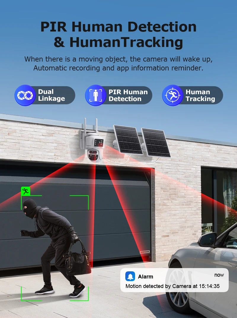 SHIWOJIA 12MP Dual Lens AI Solar Camera 4G SIM AOV Smart 24/7 Recording 360° PTZ Outdoor Security Cameras Auto Tracking UBox Pro