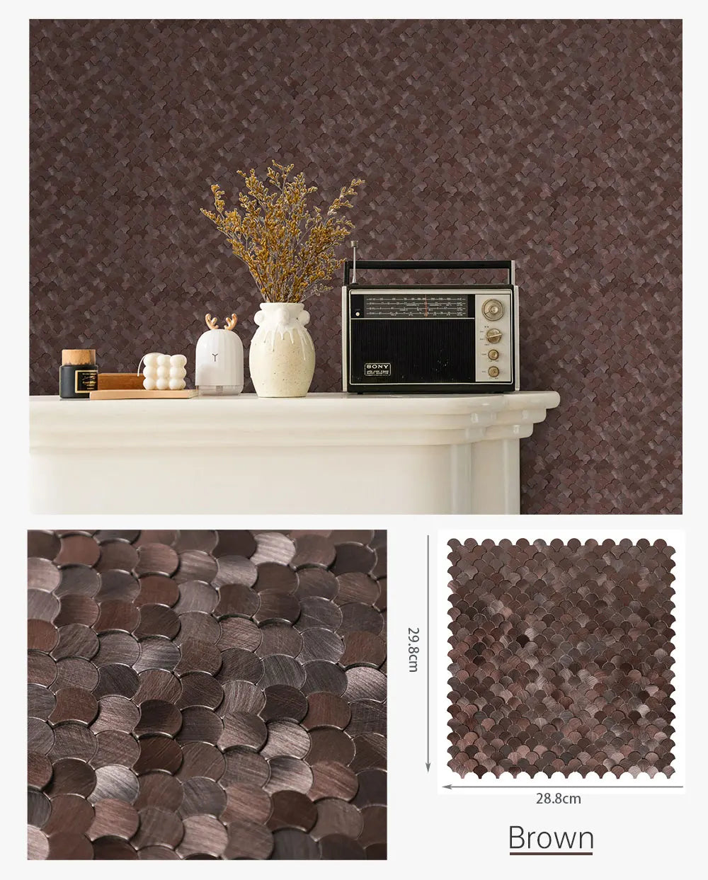 3D Fan-Shaped Peel and Stick Backsplash Self Adhesive Wall Tiles Kitchen Decor Stick on Tiles Backsplash