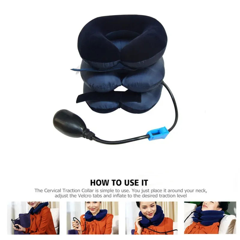 Inflatable Neck Traction Device | Adjustable Cervical Support Pillow Fascia Gun Tidesmit
