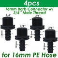 1/2" 3/4" Male Female Thread Connector To Barb 16mm 20mm 25mm PE Hose Adapter Tee Elbow Garden Irrigation Drip Watering System