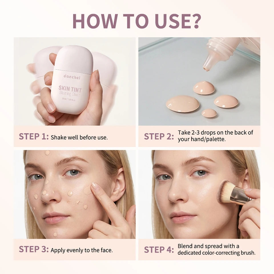 Tidesmit Skin Tint Blurring Elixir Foundation swatch showing full color range for all skin tones