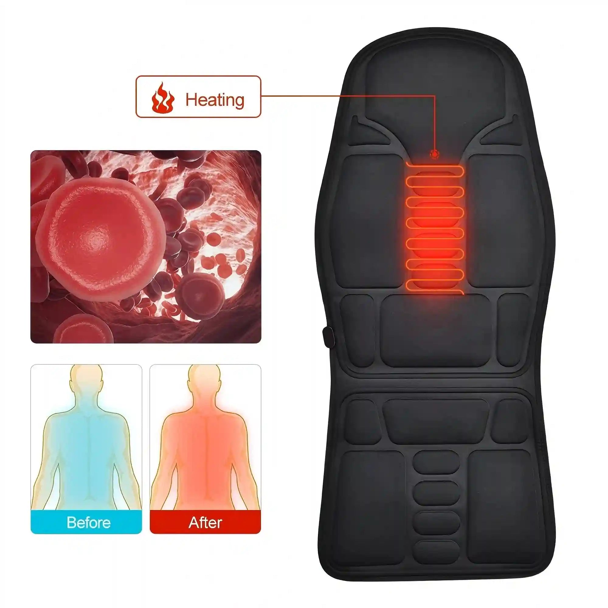 Massage Seat Cushion with Heat for Deep Tissue Muscle Relief - Tidesmit Massage Cushion Tidesmit