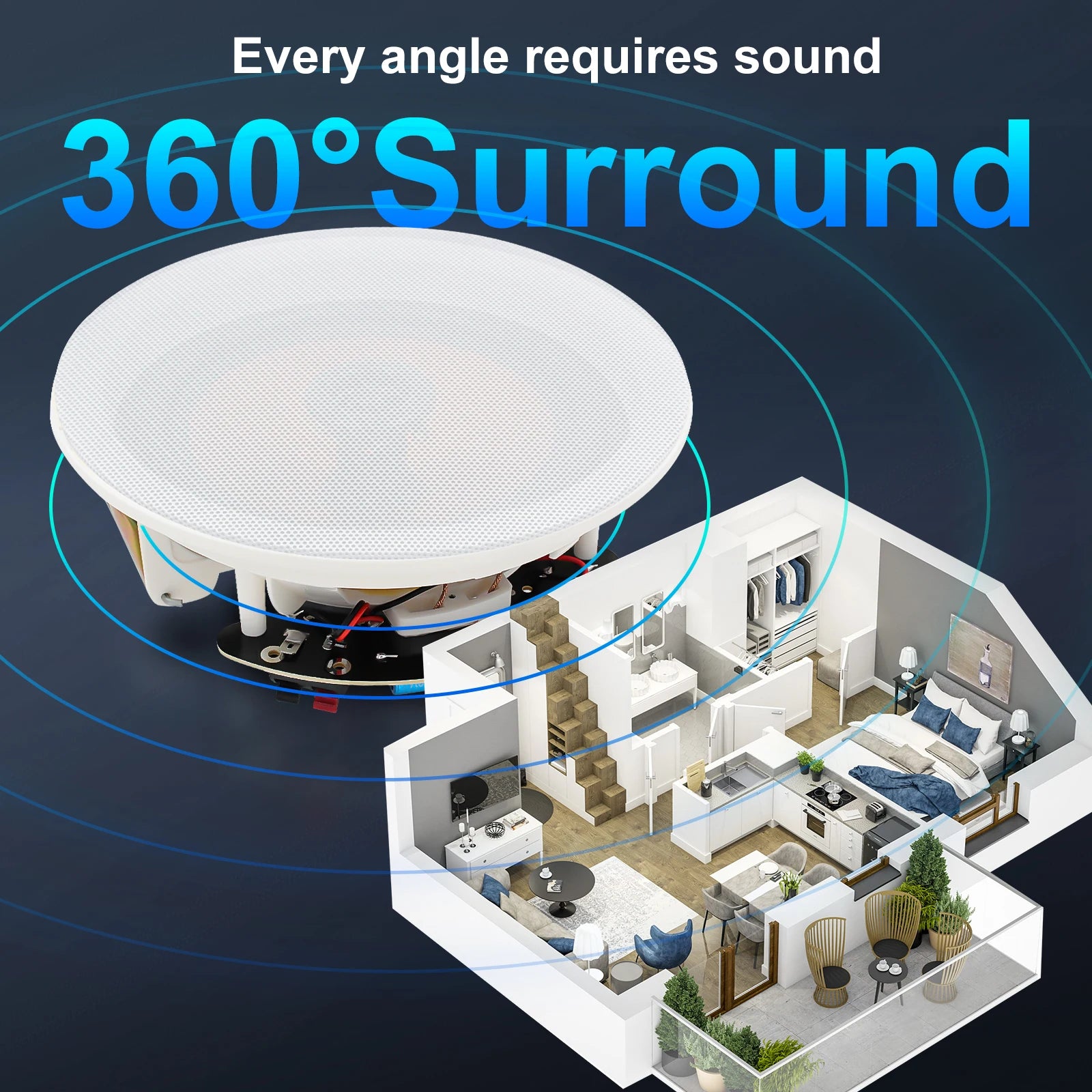 STUDIOFINIX 6.5 in 600W Flush Mount Ceiling Speakers For Home Theater, Living Rm Office, Kitchen, Study, Basement & Patio