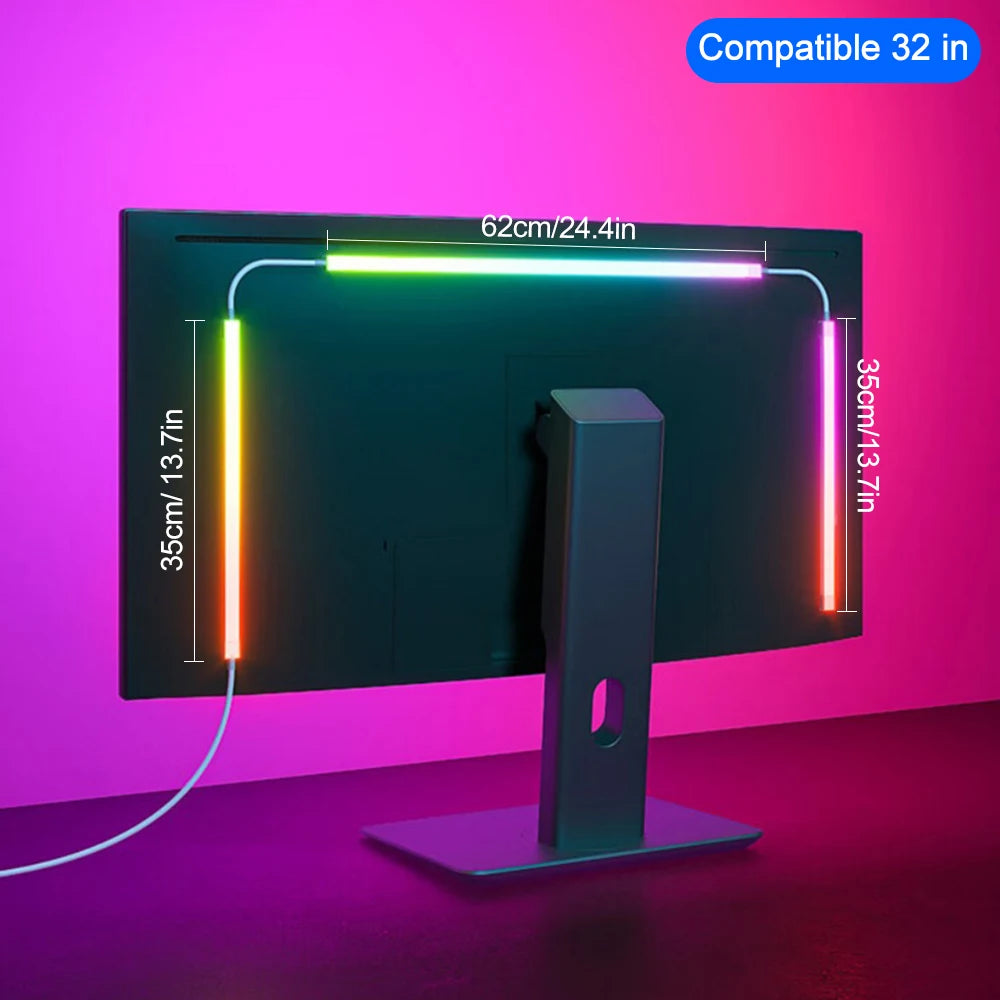 RGB monitor LED light strip, compatible with 32 in screens, glowing color bars
