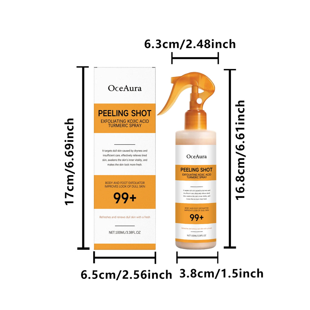 Kojic Acid Turmeric Spray Body Exfoliating Dead Skin Remover Smoothing Brightening Dullness Hydrating Gentle Peel Refreshing