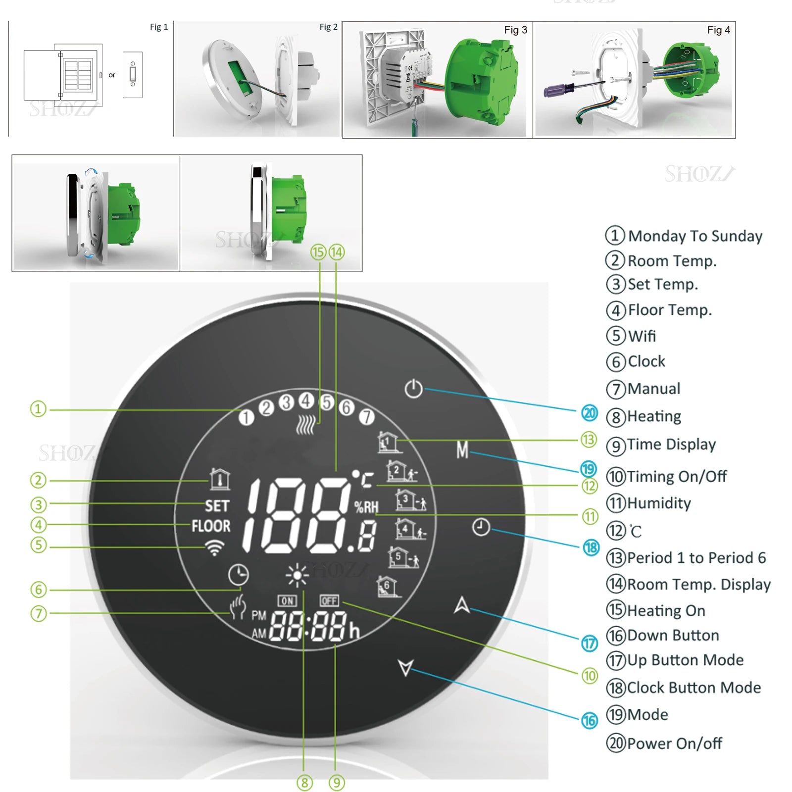 TUYA Smart Touch ZIGBEE&WIFI Thermostat LCD Screen Water Heating Electirc Floor Heating Water Gas Boiler Temperature Controller