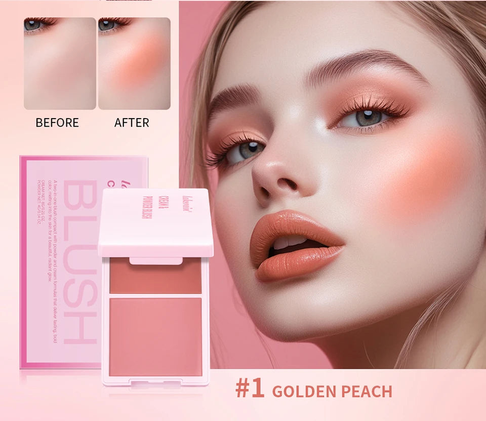 Tidesmit cream and powder blush palette in peach and pink shades for natural long-lasting Korean style makeup