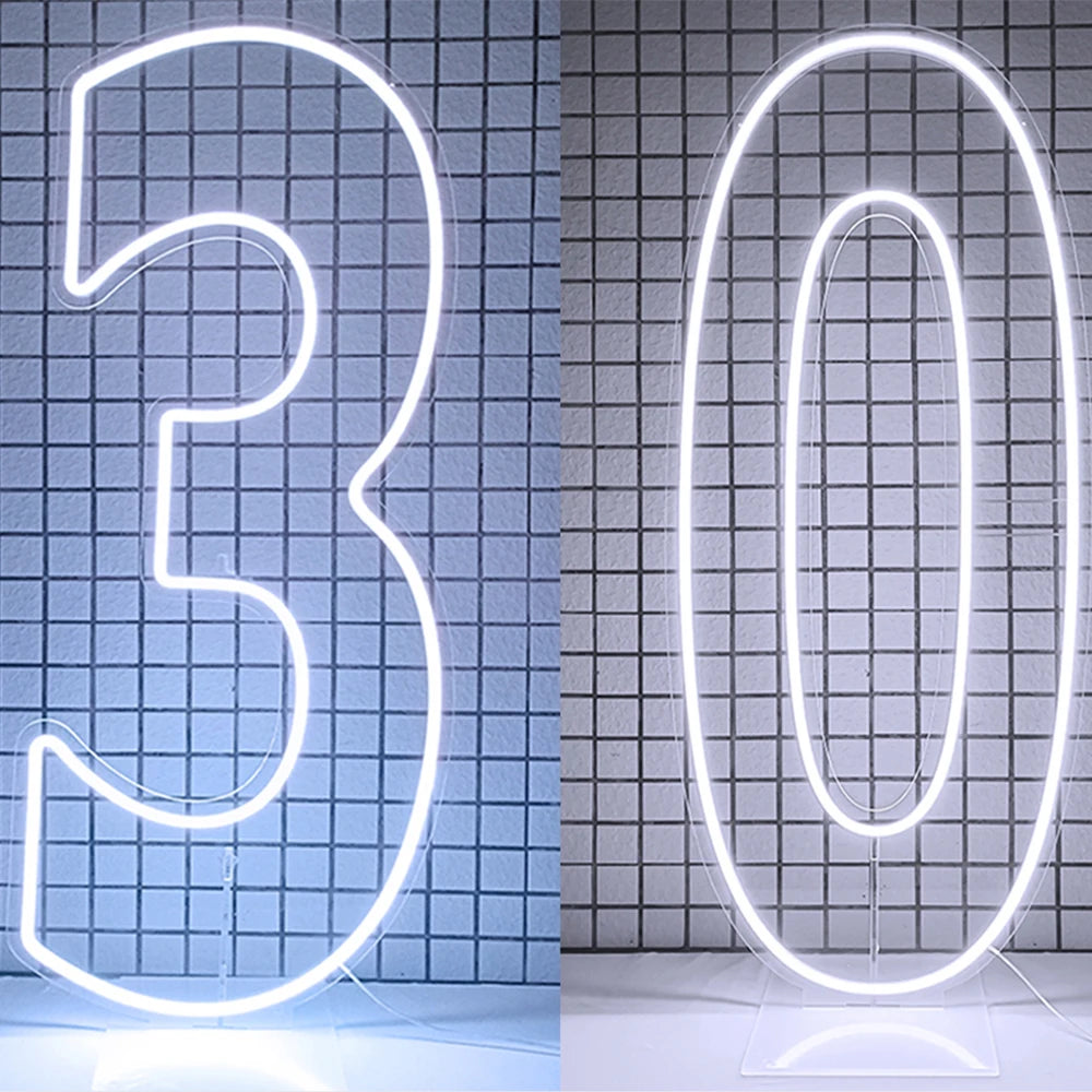 LED Neon Number Sign for Weddings | Customizable Event Lighting 76-100cm number 30 China Mainland Tidesmit