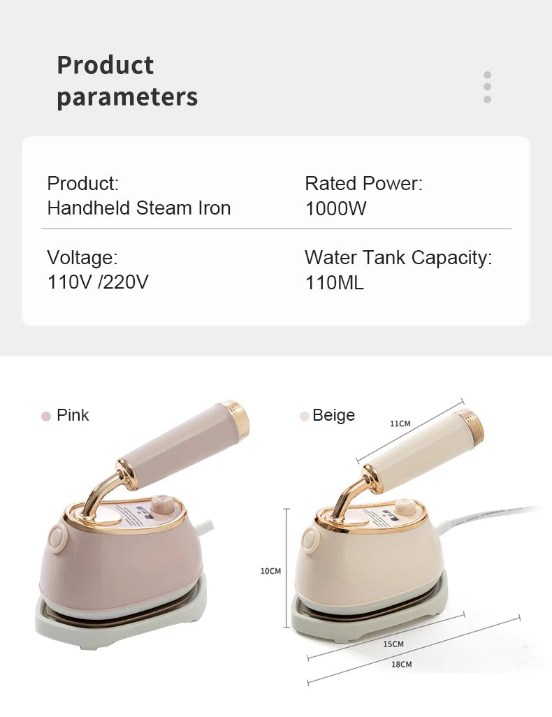 Tidesmit mini steam iron for dry and wet ironing, a portable handheld garment steamer for travel wrinkle removal.
