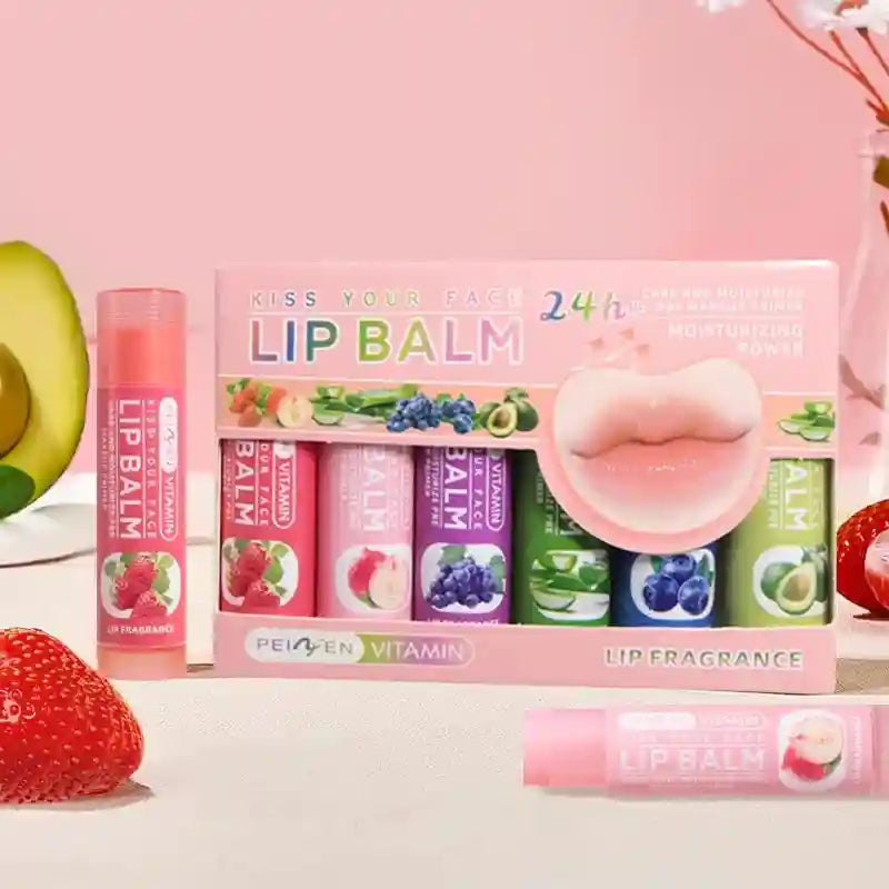 Fruit Flavor Lip Balm Set - 6 Pack Moisturizing Lip Treatment Lip Care Tidesmit