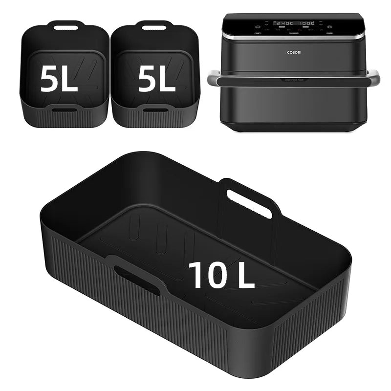 3Pcs Air Fryer Tray Silicone Mold For Ninja Af500 Air Fryer Liner Basket Reusable Oven Baking Tray Non-Stick Pizza Grill Pan
