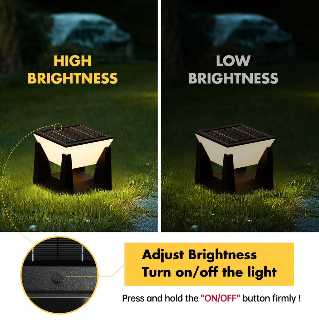 Solar Garden Lawn Decor Light Outdoor Solar Post Light Solar Pillar Column Light Modern LED Fence Deck Cap Lamp IP65 Waterproof