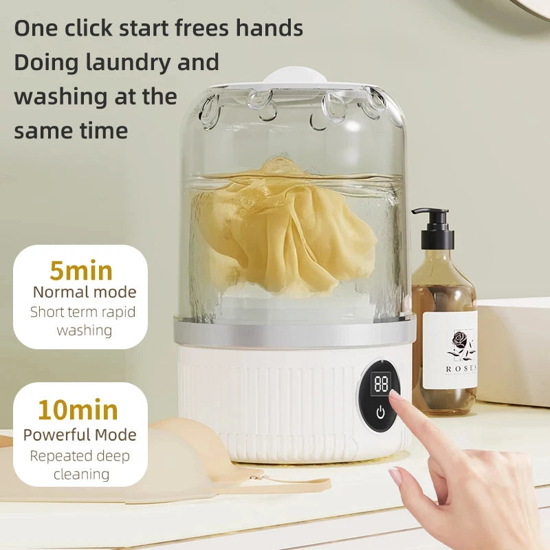 Tidesmit mini household electric washing cup for underwear, socks, and pet clothing with wireless charging capability